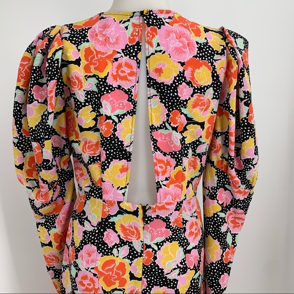 Topshop Multicolor Puff Sleeve Floral Midi Dress - Picture 12 of 16